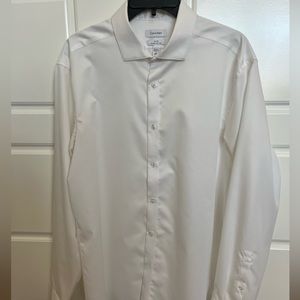 Calvin Klein Mens Dress Shirt 17-34/35 Slim Fit White Non Iron